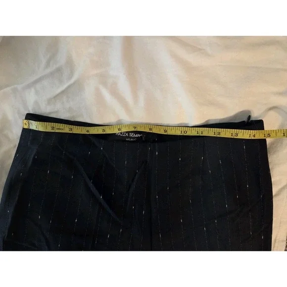 Piazza Sempione Monia Black White Striped Dress Pants EU 44 S/M Mid Rise 29x28.5 - Picture 3 of 6